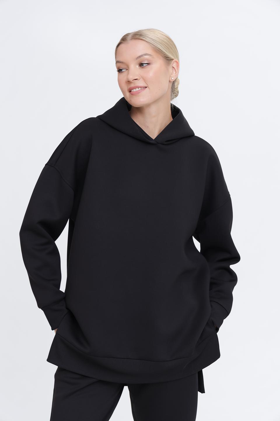 Пуловер Pezzo с капюшоном чёрный