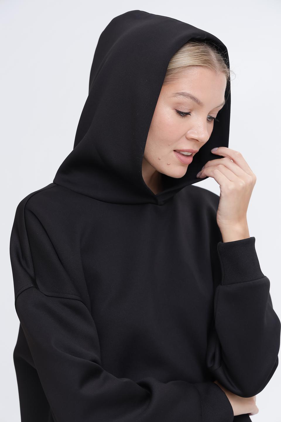 Пуловер Pezzo с капюшоном чёрный