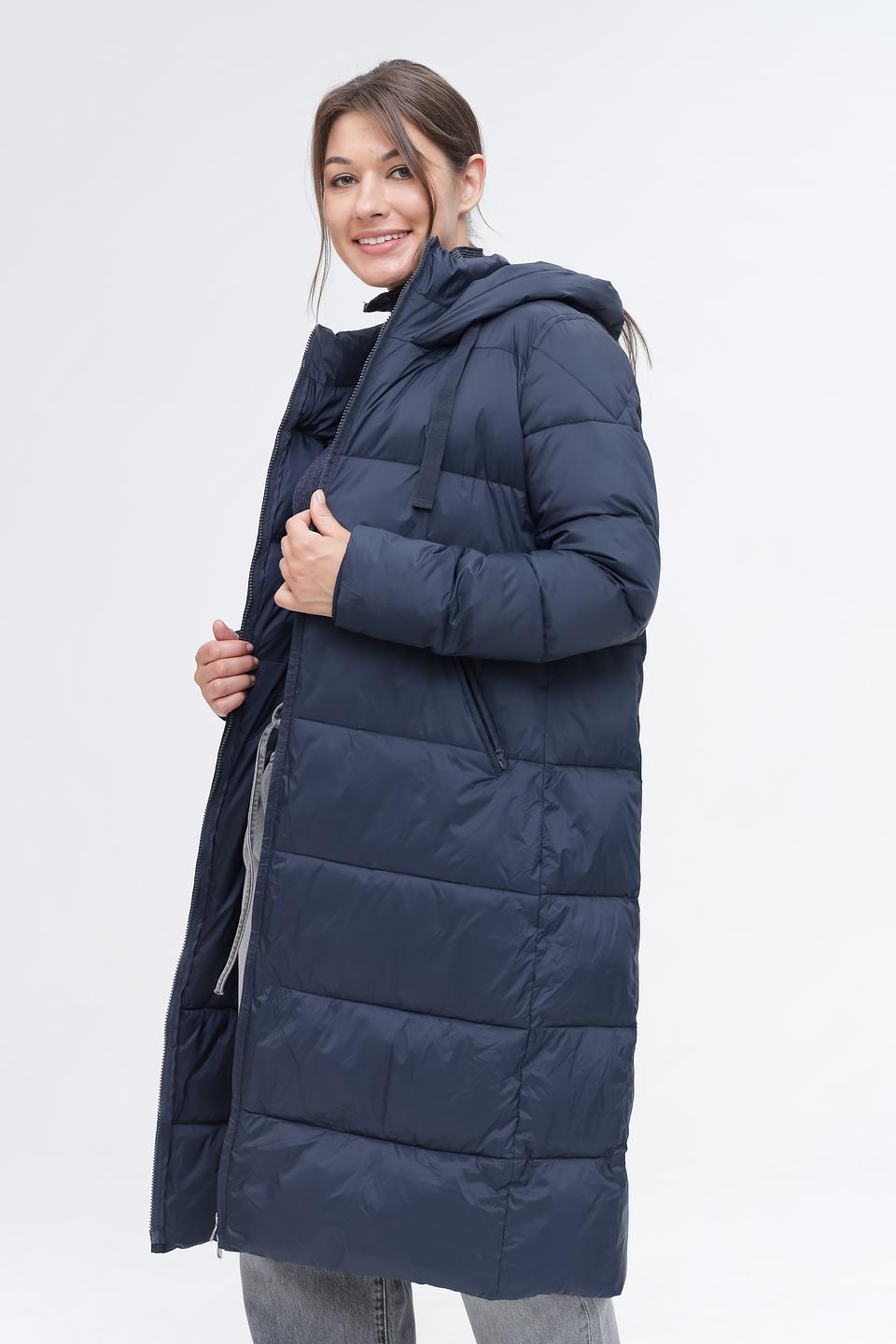 Пальто Pezzo стеганое тёмно-синее