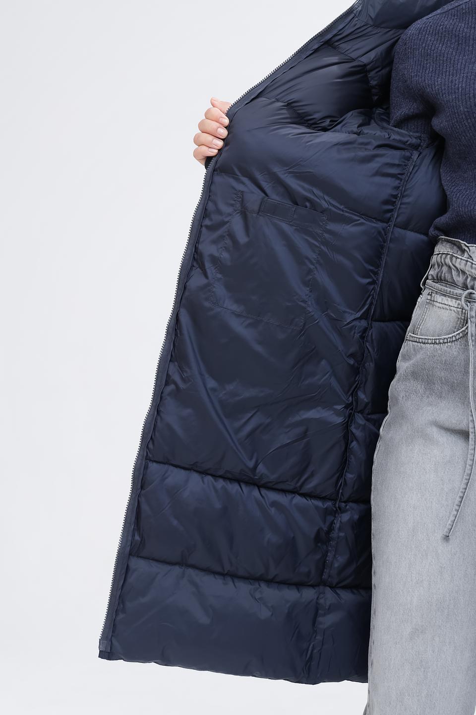 Пальто Pezzo стеганое тёмно-синее