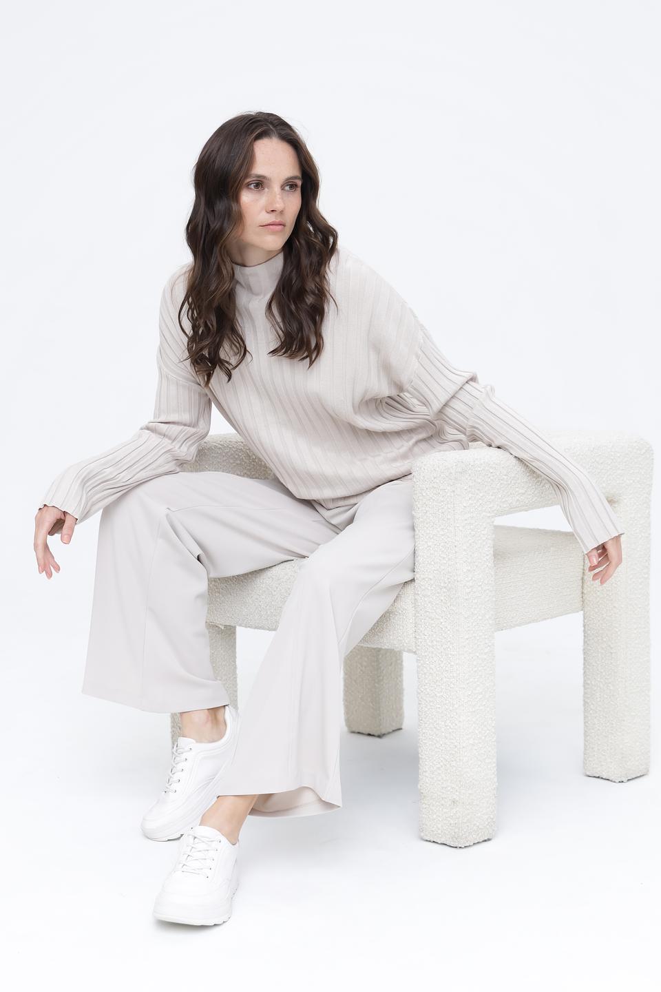 Пуловер Broadway в рубчик бежевый