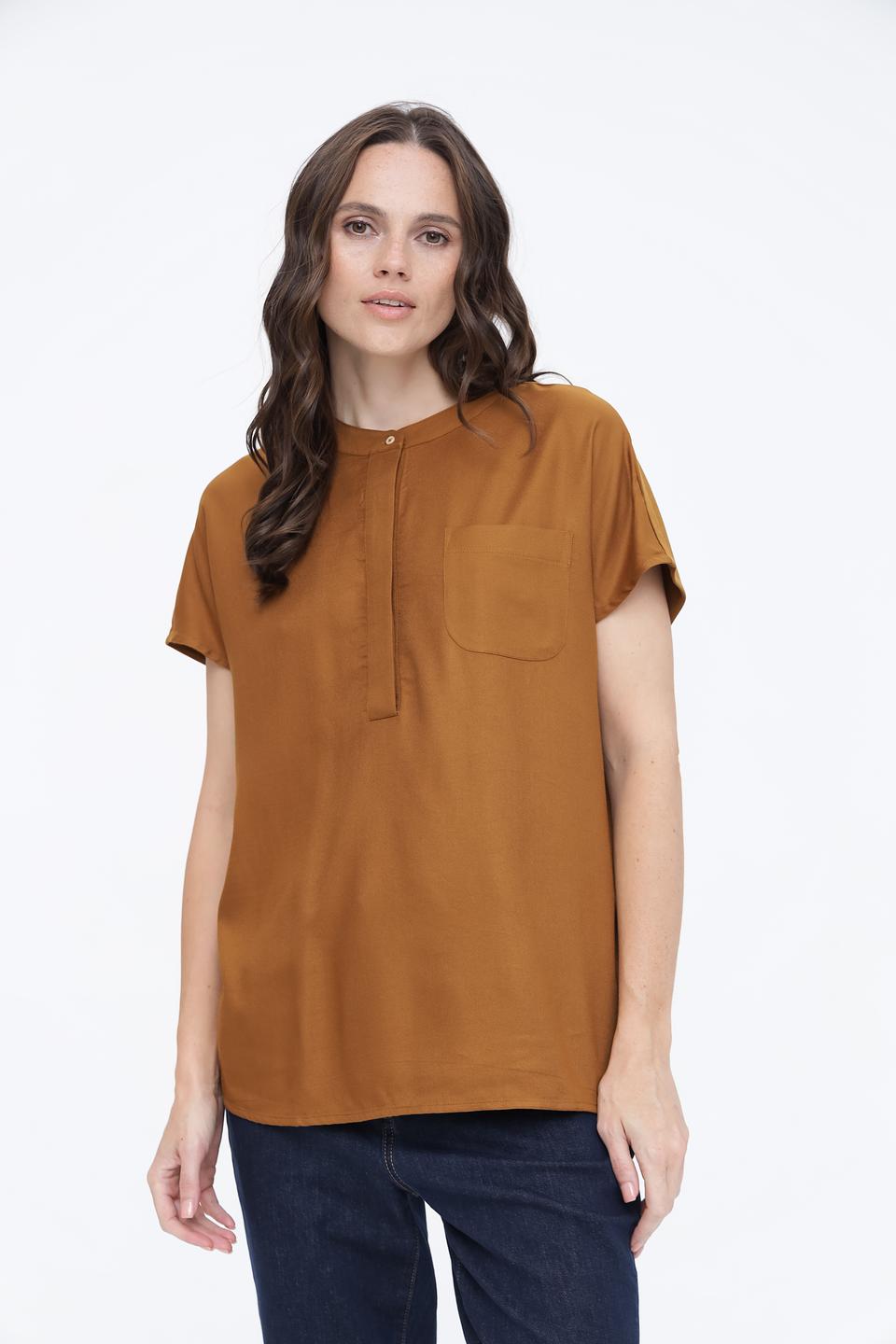 Блуза Oui с карманом горчичный