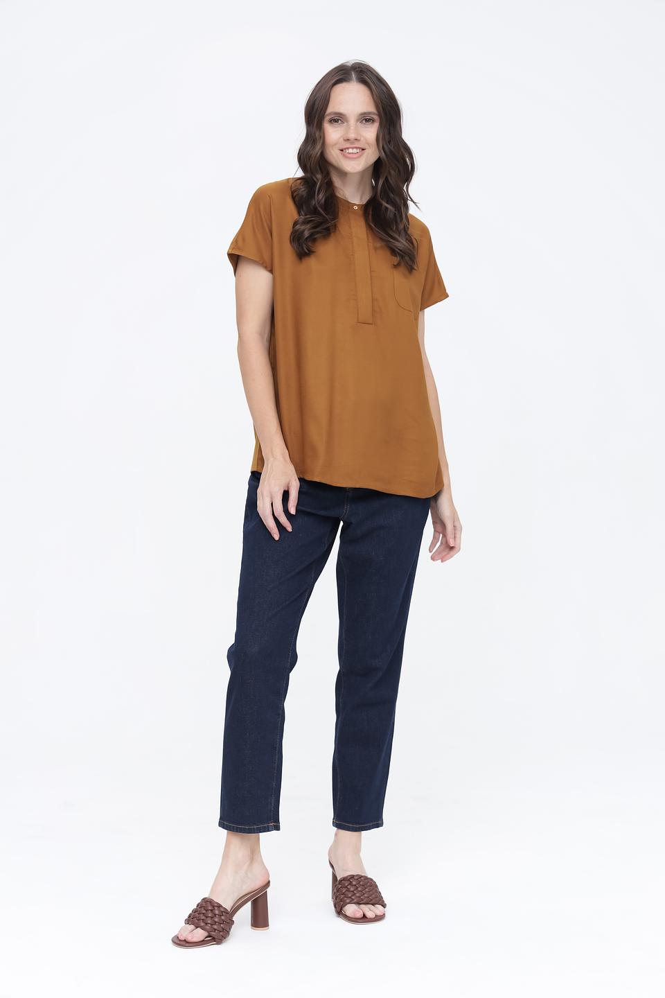 Блуза Oui с карманом горчичный