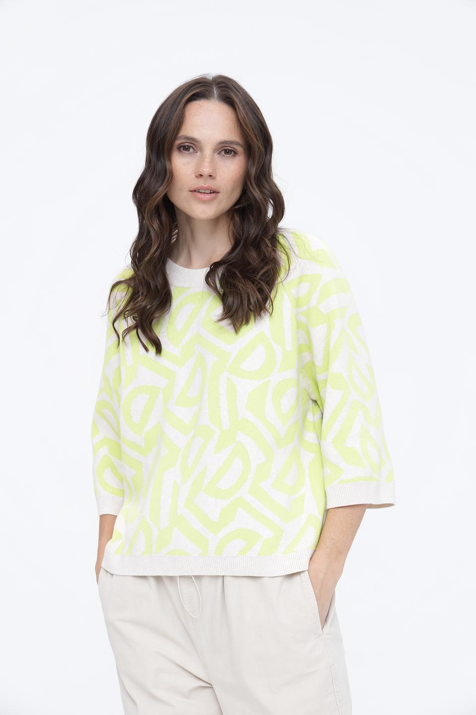 Пуловер Oui с принтом лайм