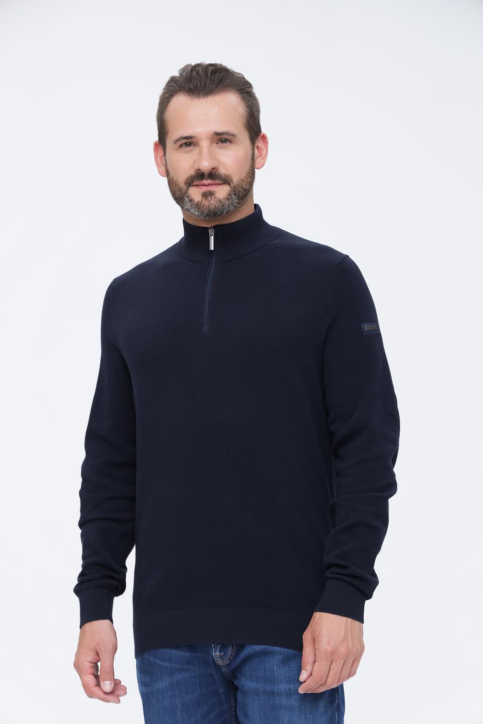 Пуловер Bugatti с молнией темно-синий