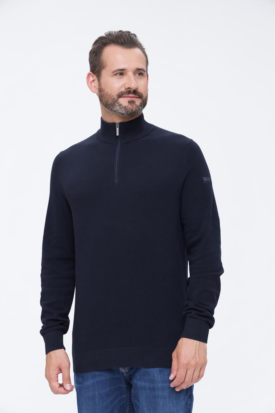 Пуловер Bugatti с молнией темно-синий
