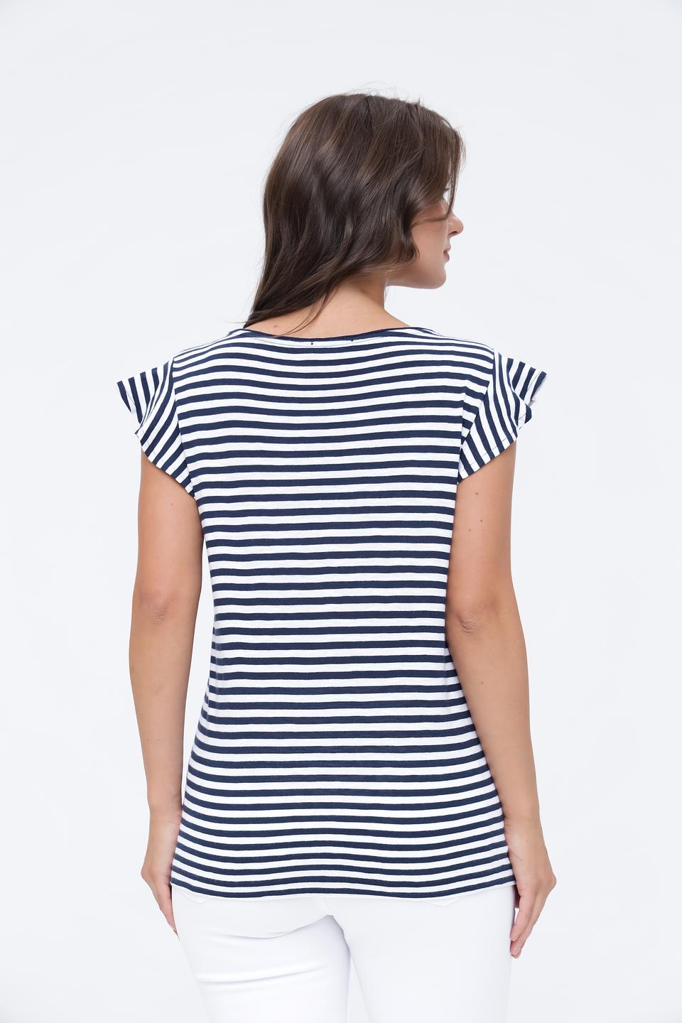 Футболка Monari в полоску с воланами