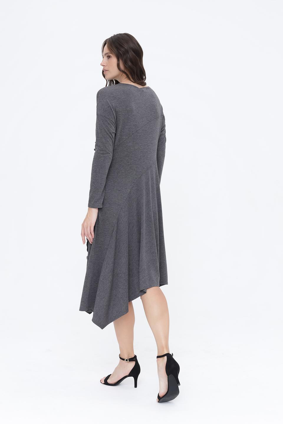 Платье Beatris с рюшами серое