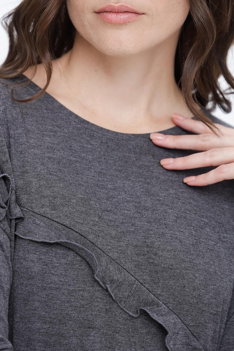 Платье Beatris с рюшами серое