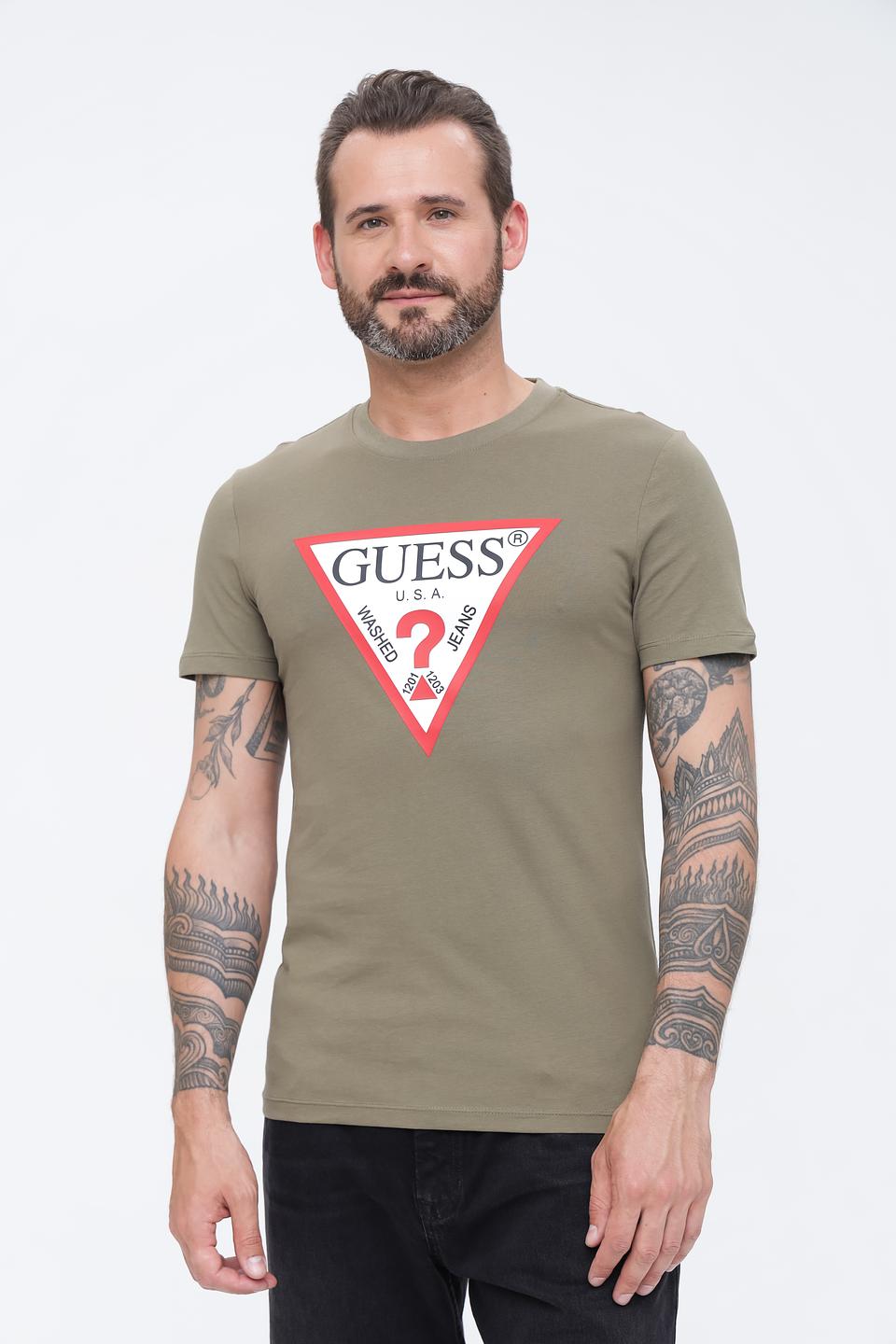 Футболка Guess хаки с логотипом