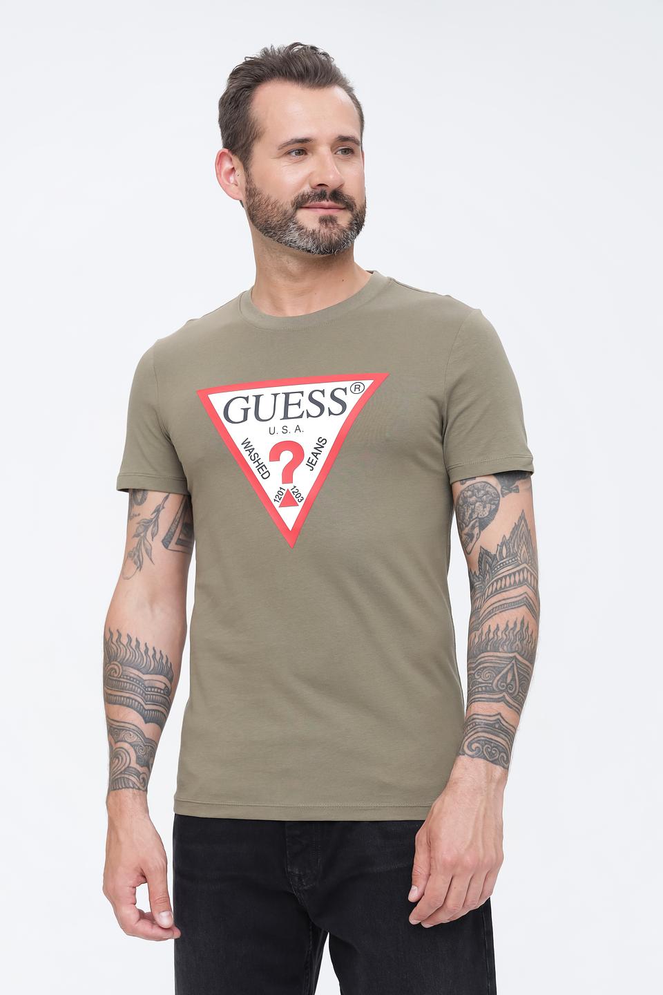 Футболка Guess хаки с логотипом