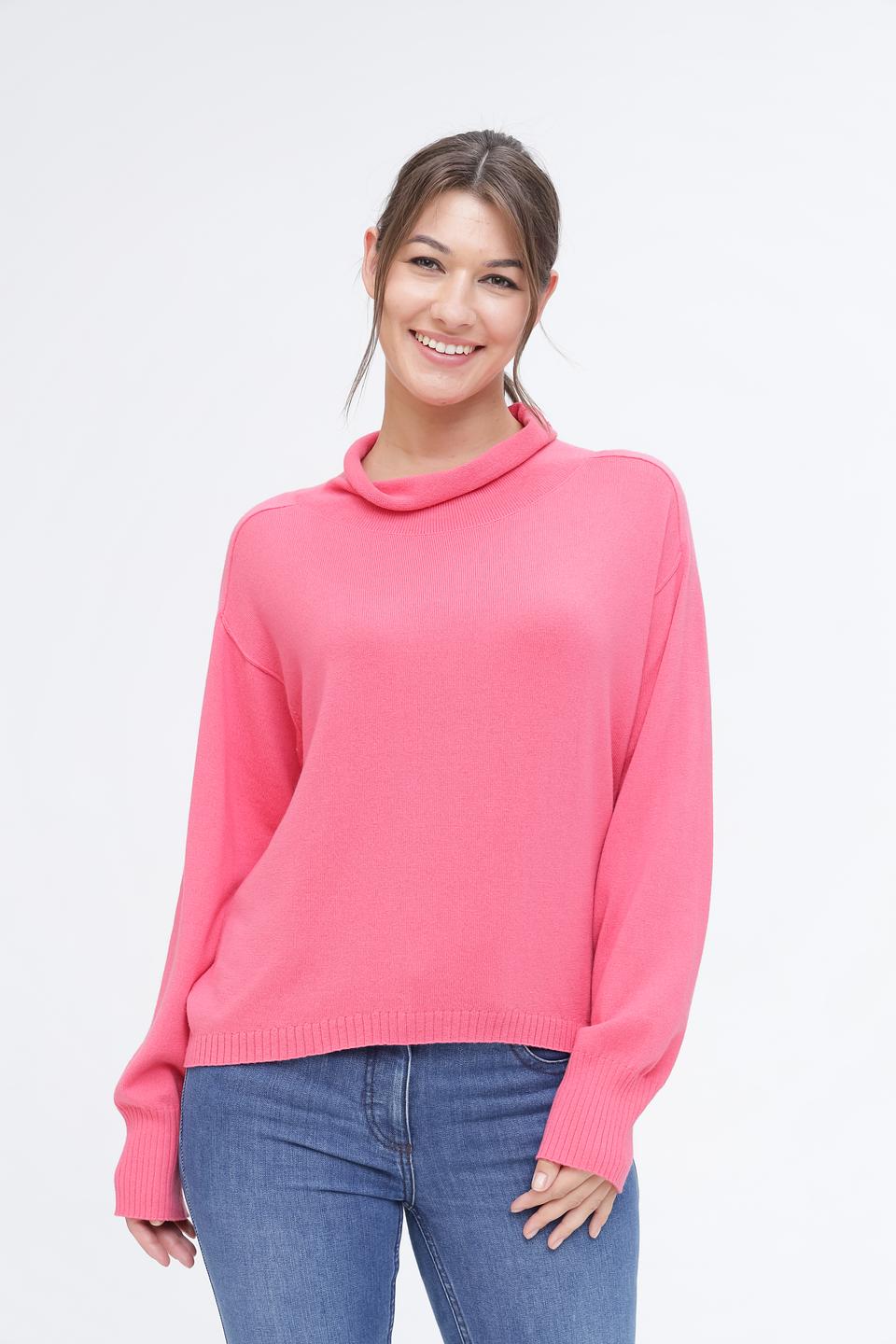 Пуловер Pezzo с горлом розовый