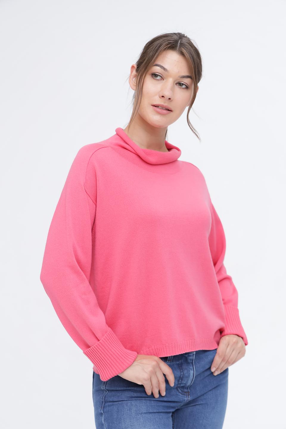 Пуловер Pezzo с горлом розовый