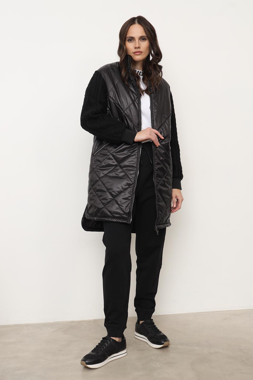 Пальто-жилет Beatris стеганое чёрное