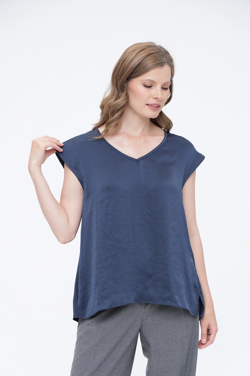 Топ Luisa Cerano синий с V-образным вырезом