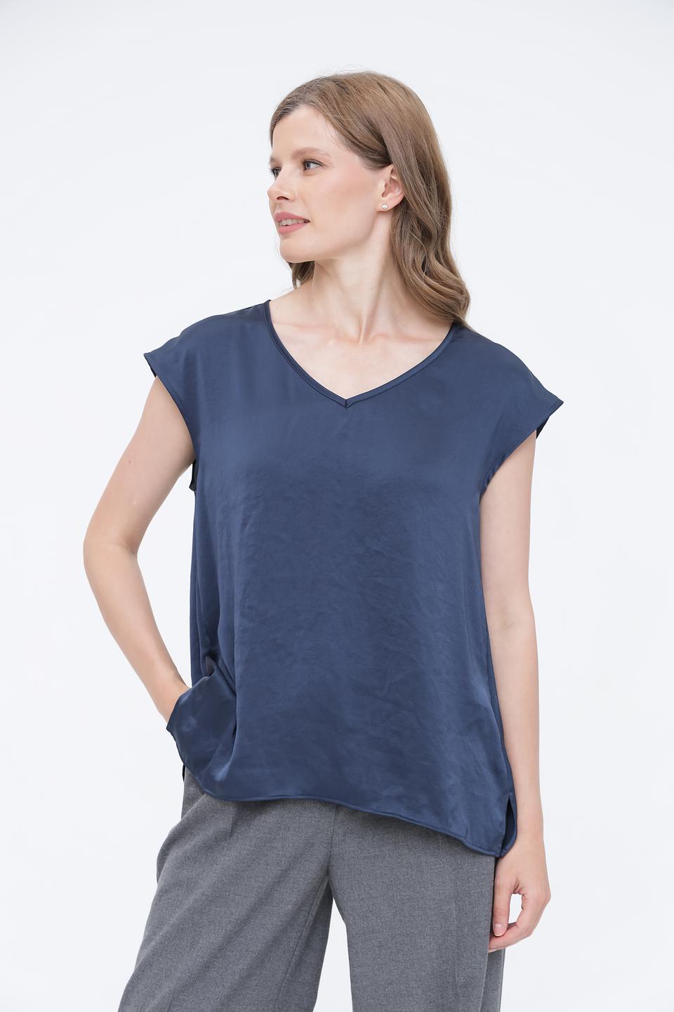 Топ Luisa Cerano синий с V-образным вырезом