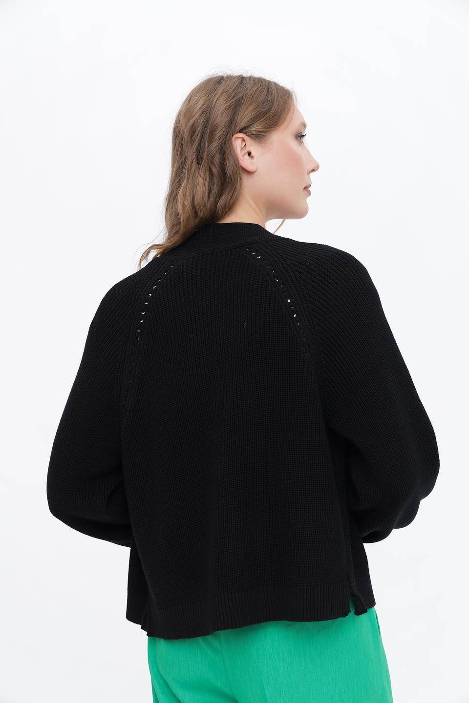 Кардиган Taifun чёрный с рукавами-фонариками