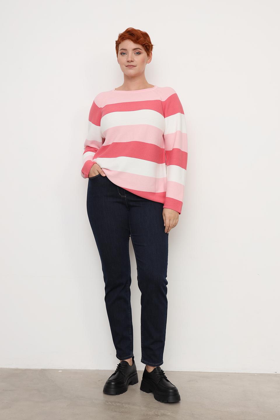 Пуловер Via Appia в полоску розовый