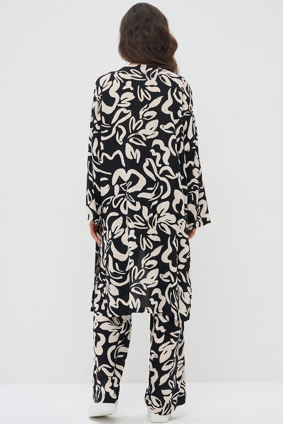 Брюки VAY с принтом чёрно-бежевый