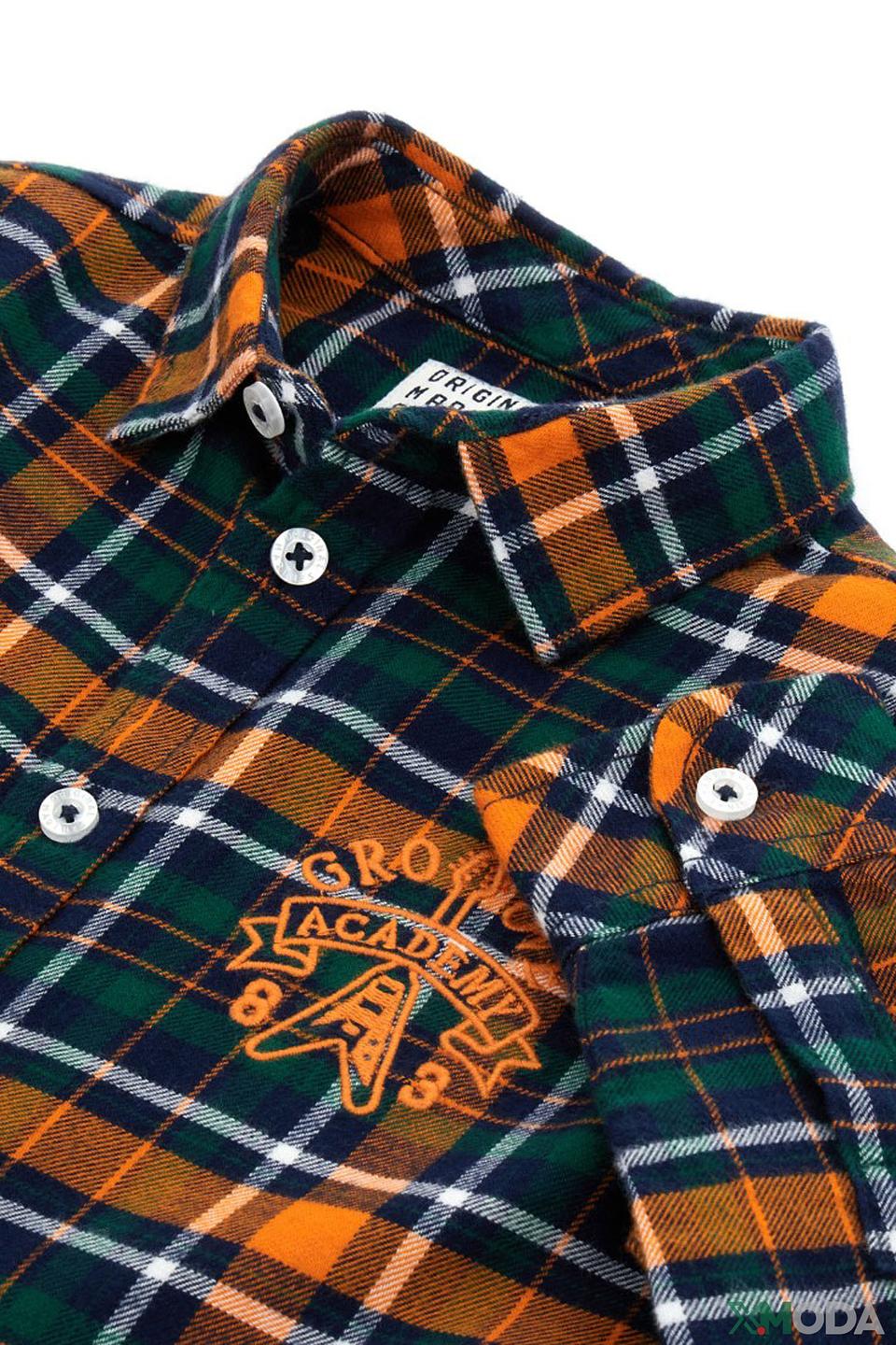 Рубашка Original Marines в клетку оранжево-зелёная