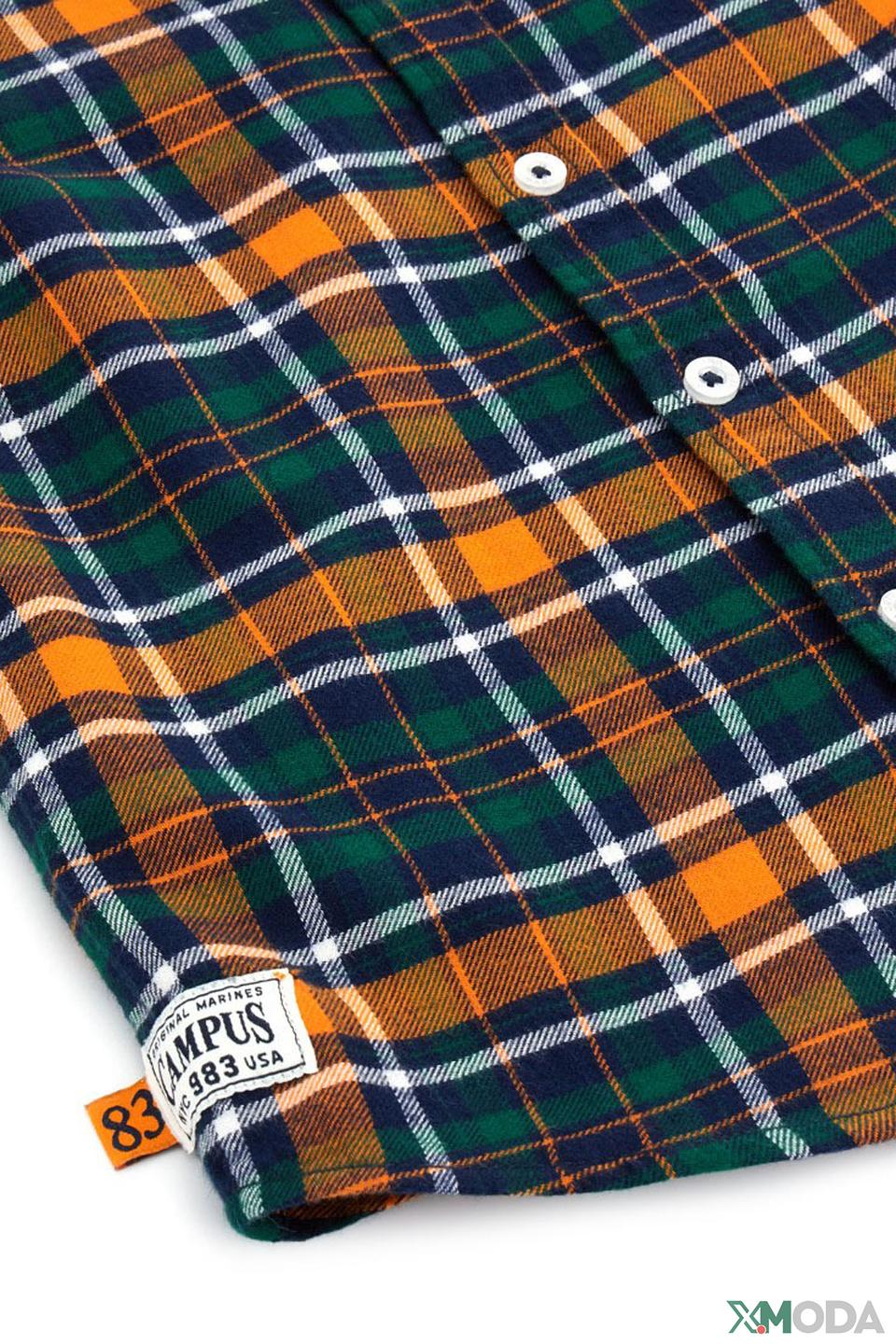 Рубашка Original Marines в клетку оранжево-зелёная