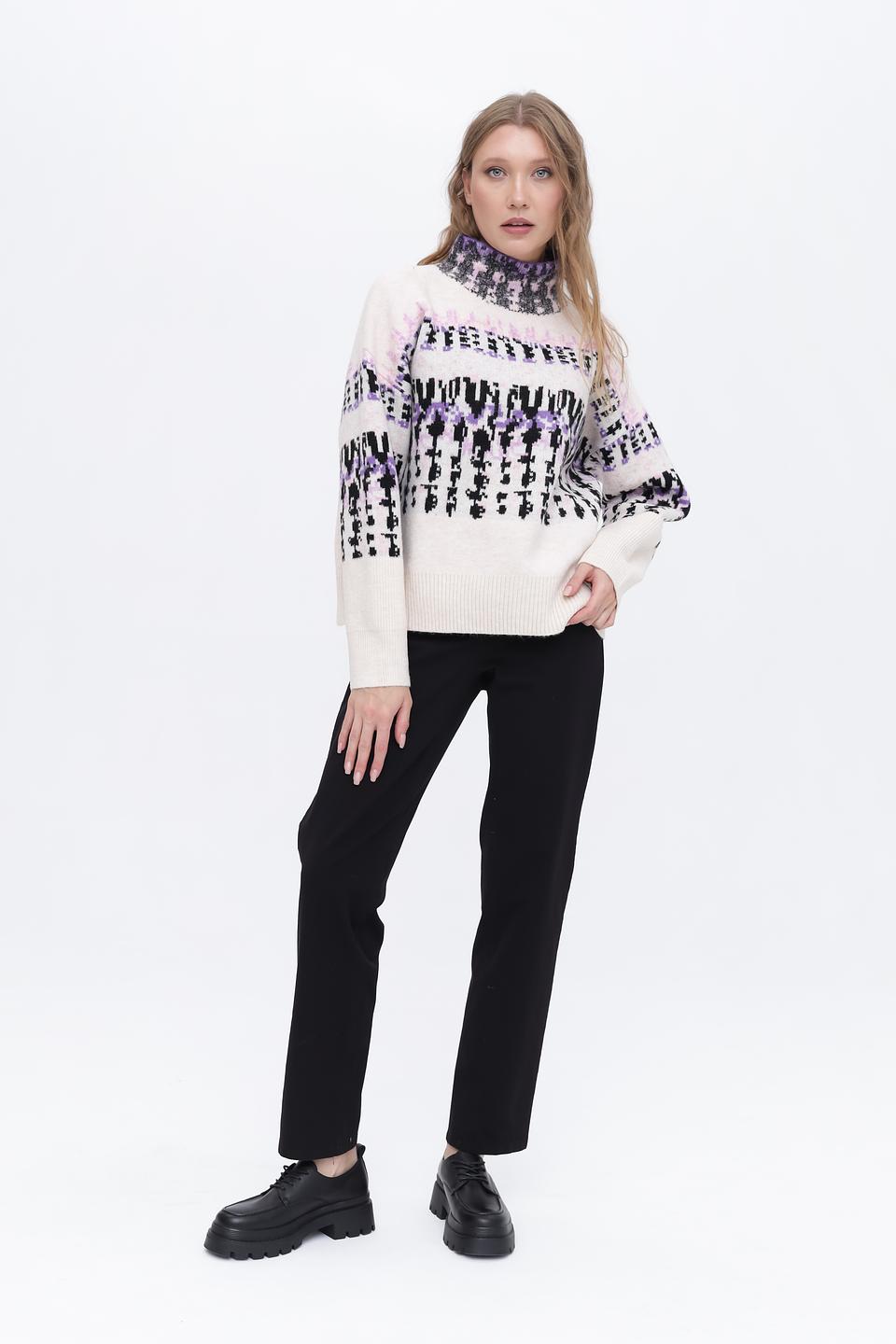 Пуловер Broadway с узором бежевый