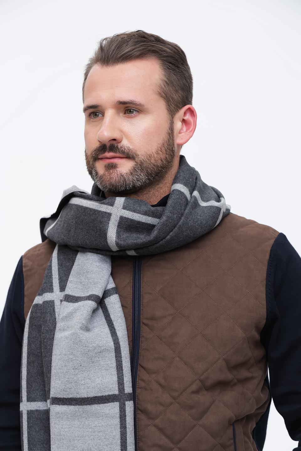 Шарф Pezzo в клетку серый