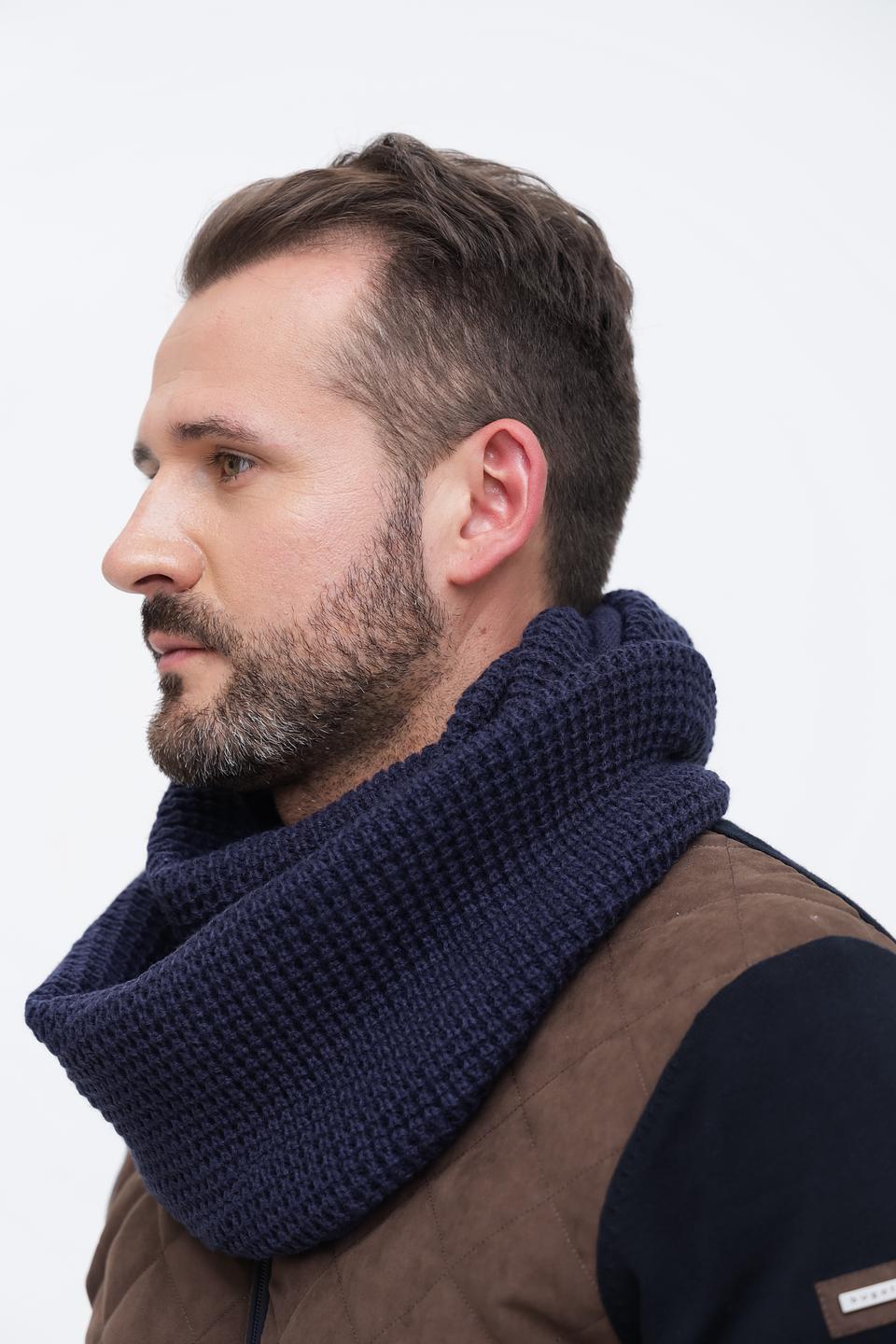 Шарф Wegener мужской синий вязаный