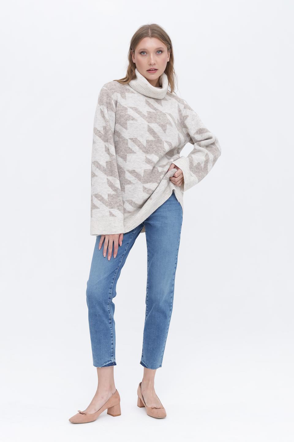 Пуловер Broadway в клетку бежевый