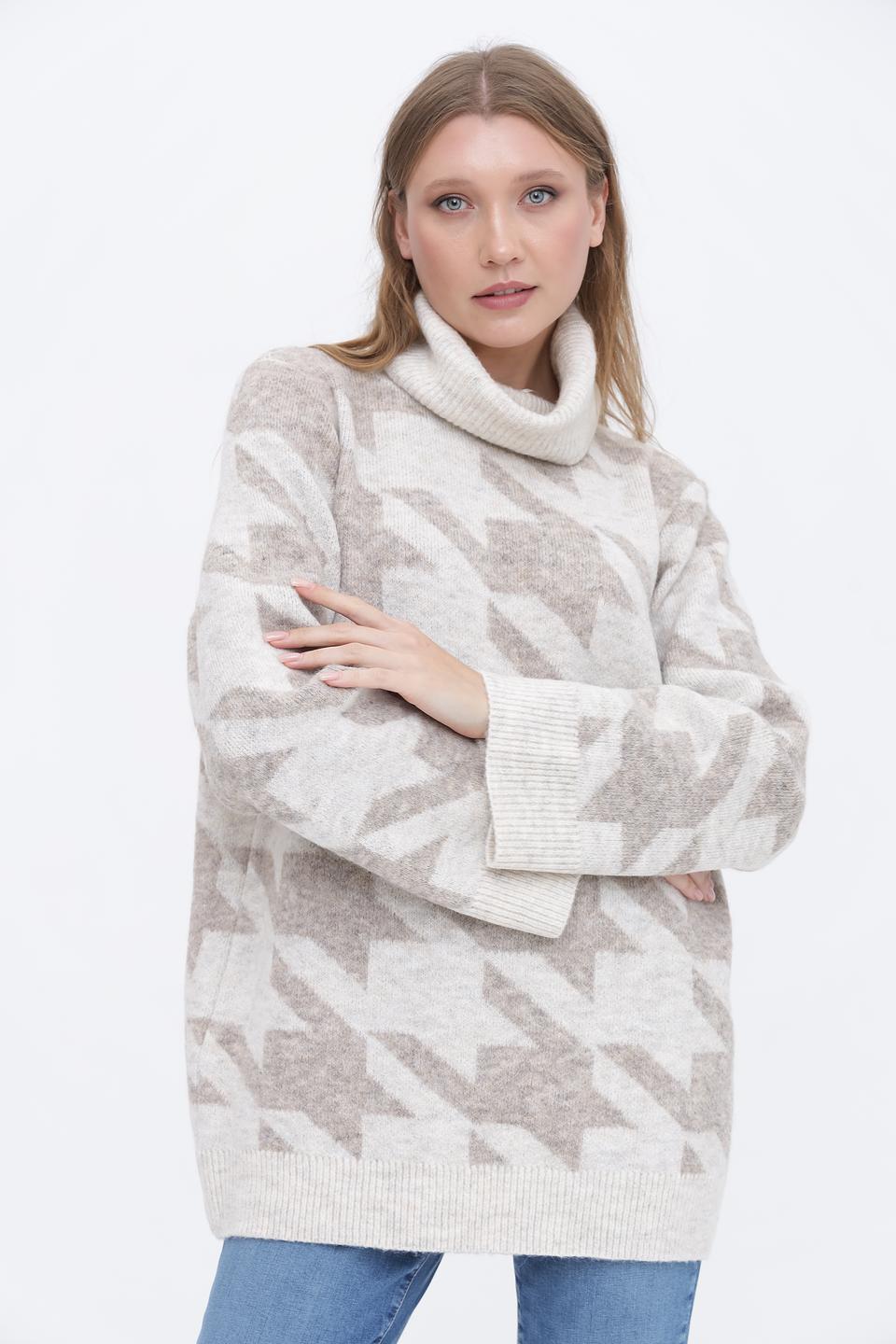 Пуловер Broadway в клетку бежевый