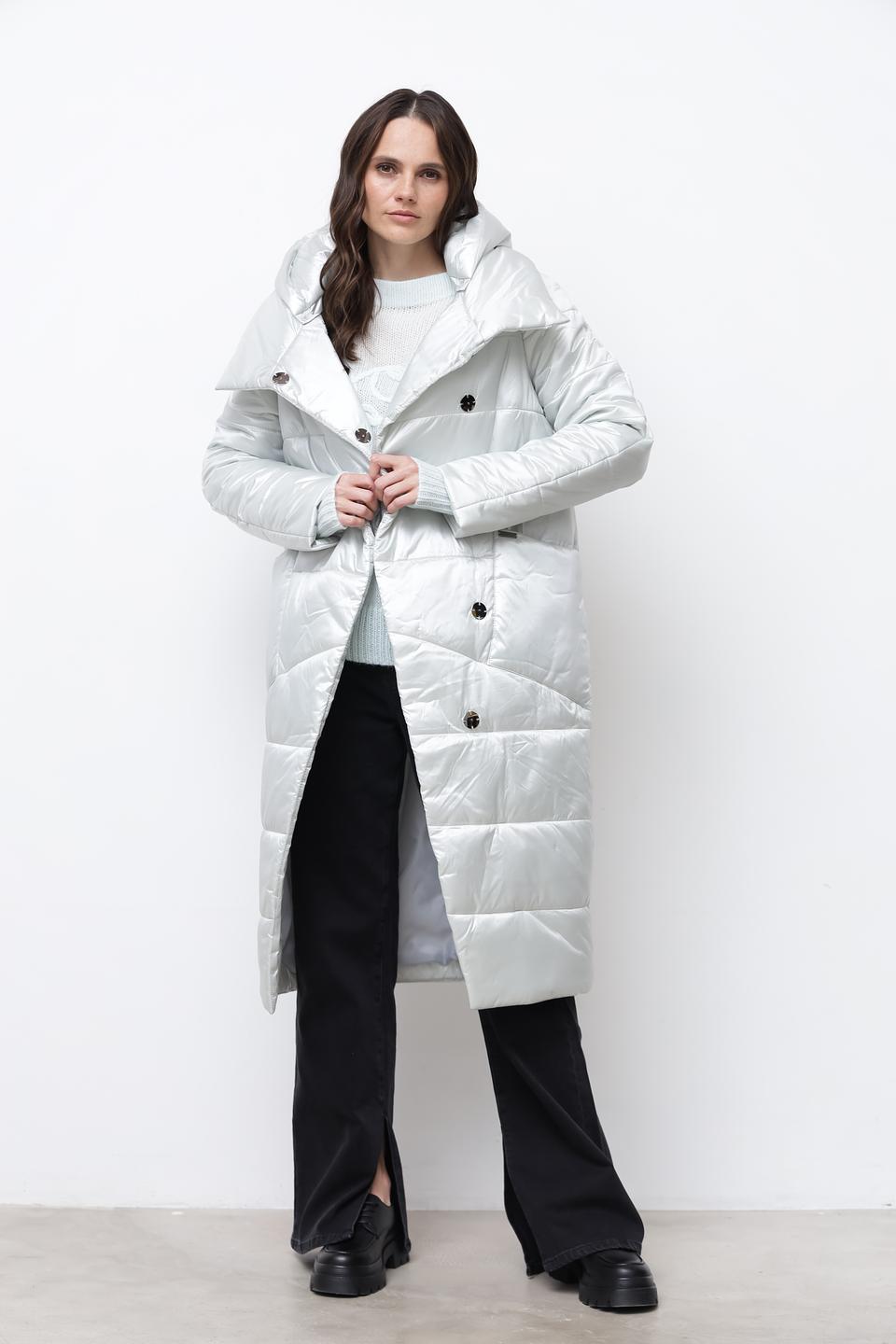Пальто Beatris стеганое серебристое