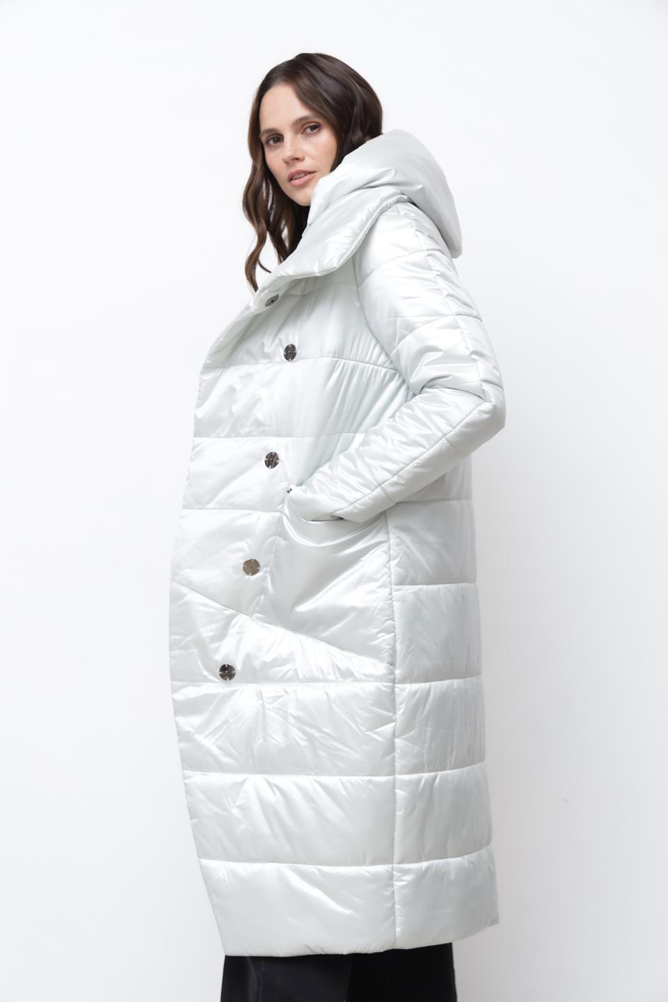 Пальто Beatris стеганое серебристое