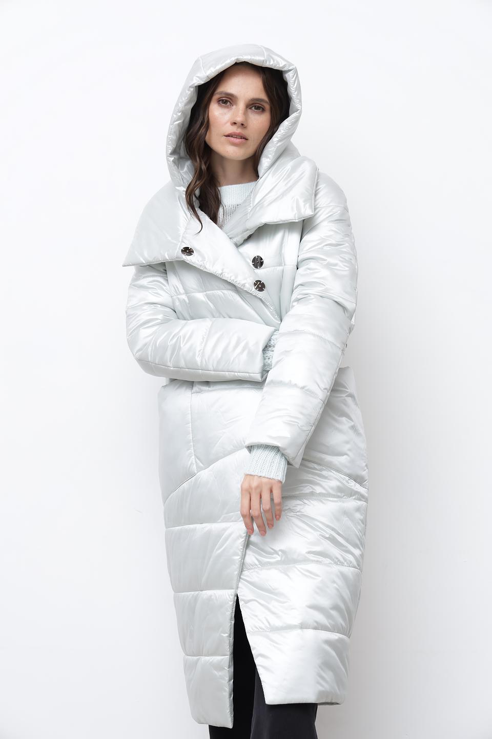 Пальто Beatris стеганое серебристое