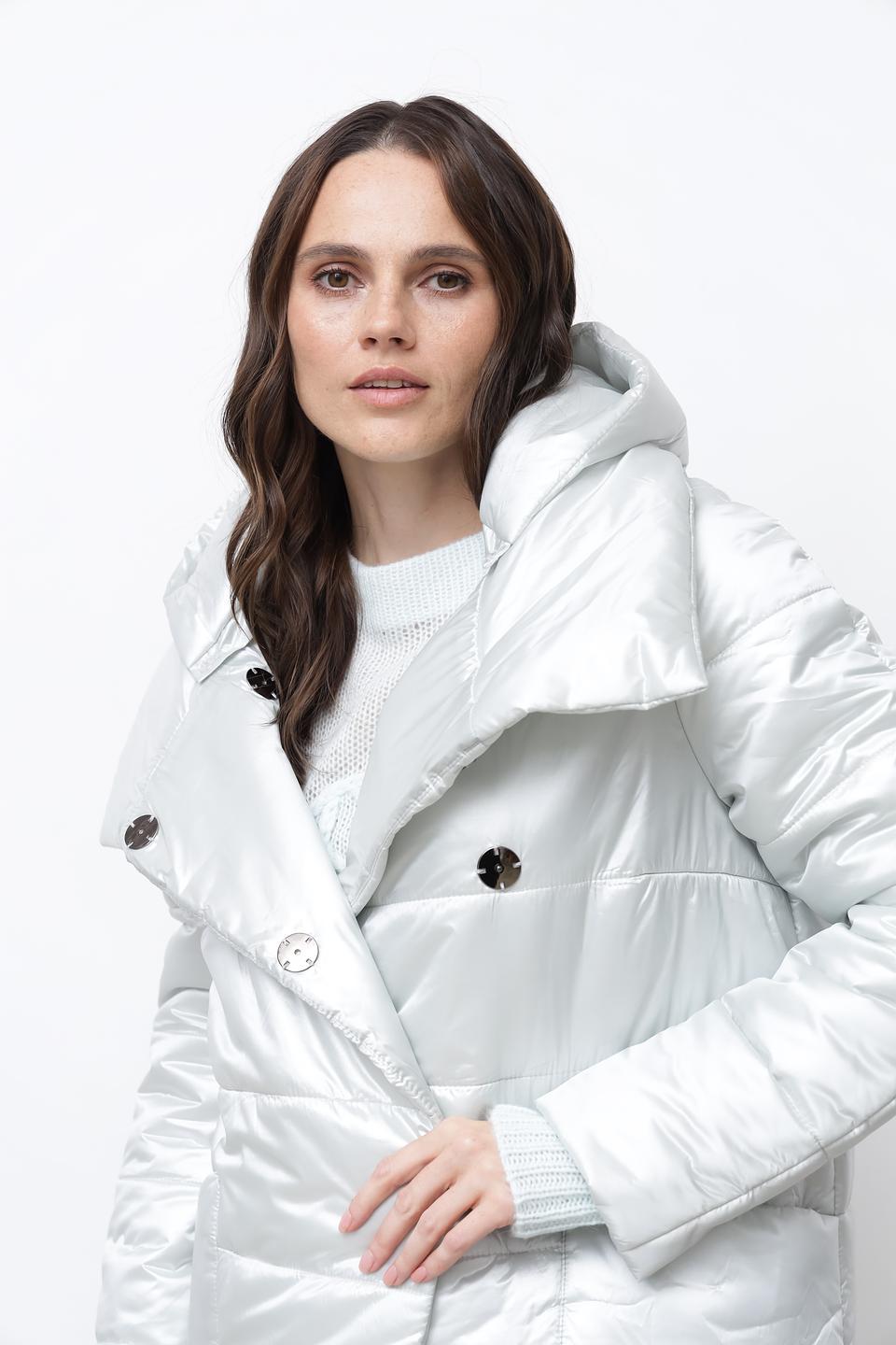 Пальто Beatris стеганое серебристое