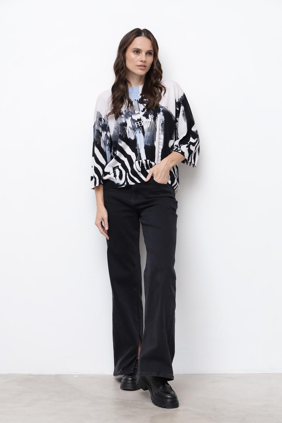 Пуловер Lecomte с принтом зебры