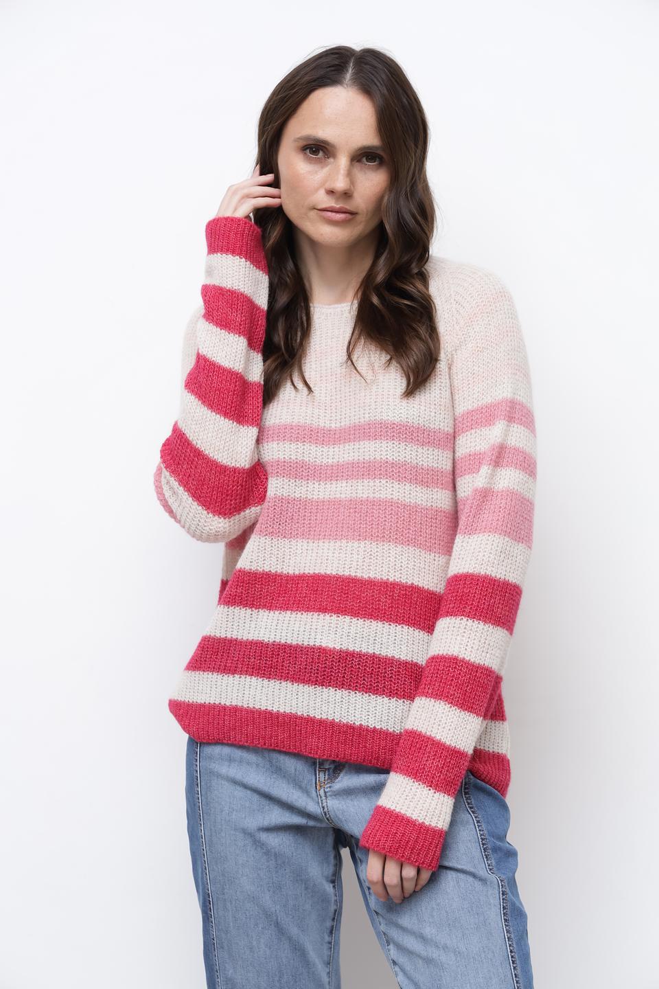 Пуловер Lecomte в полоску розовый