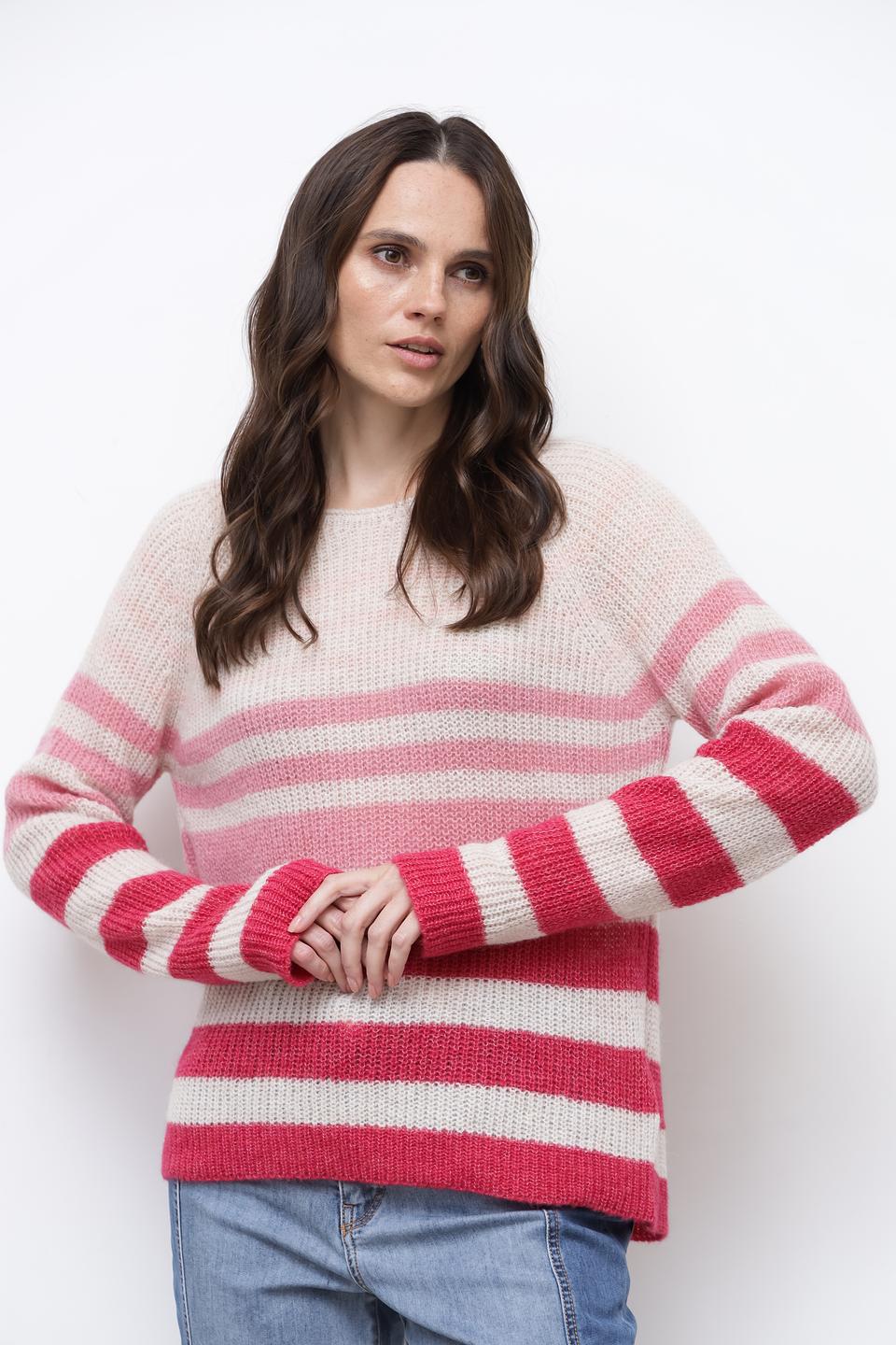 Пуловер Lecomte в полоску розовый