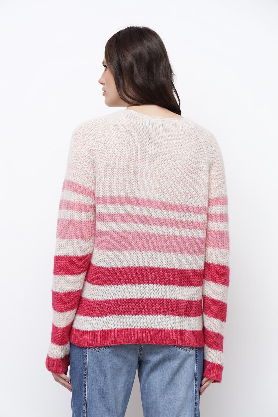 Пуловер Lecomte в полоску розовый