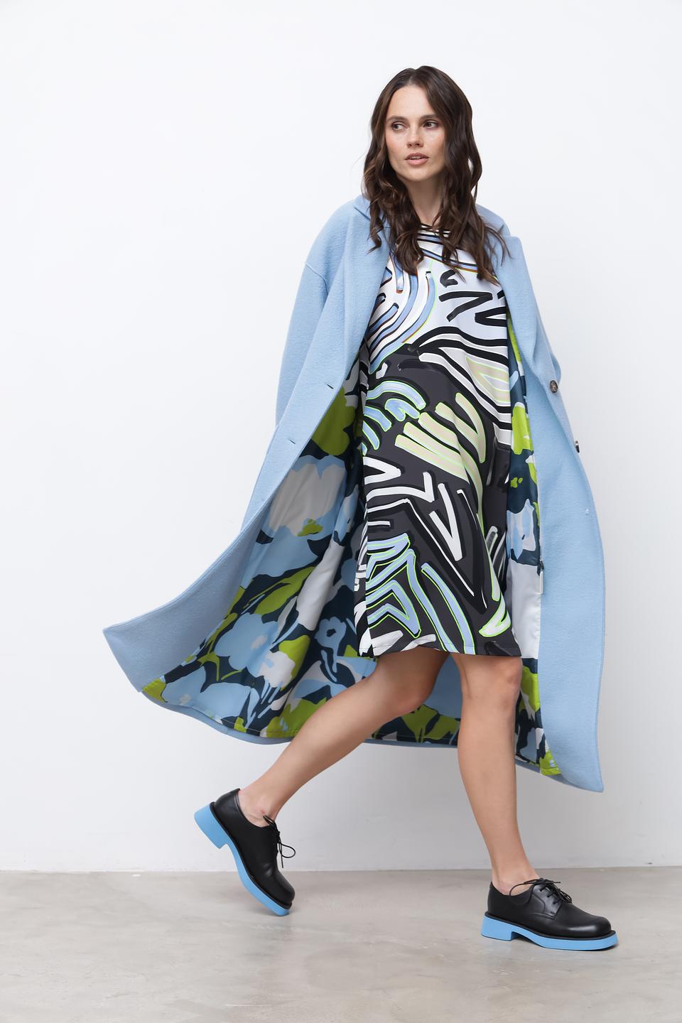 Пальто Bugatti голубое оверсайз