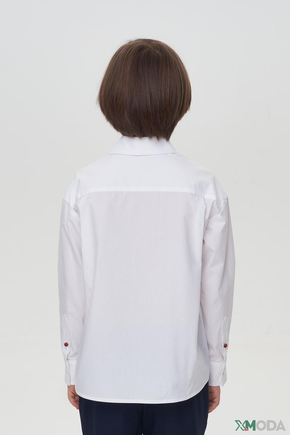 Рубашка Choupette белая с красной пуговицей на манжете