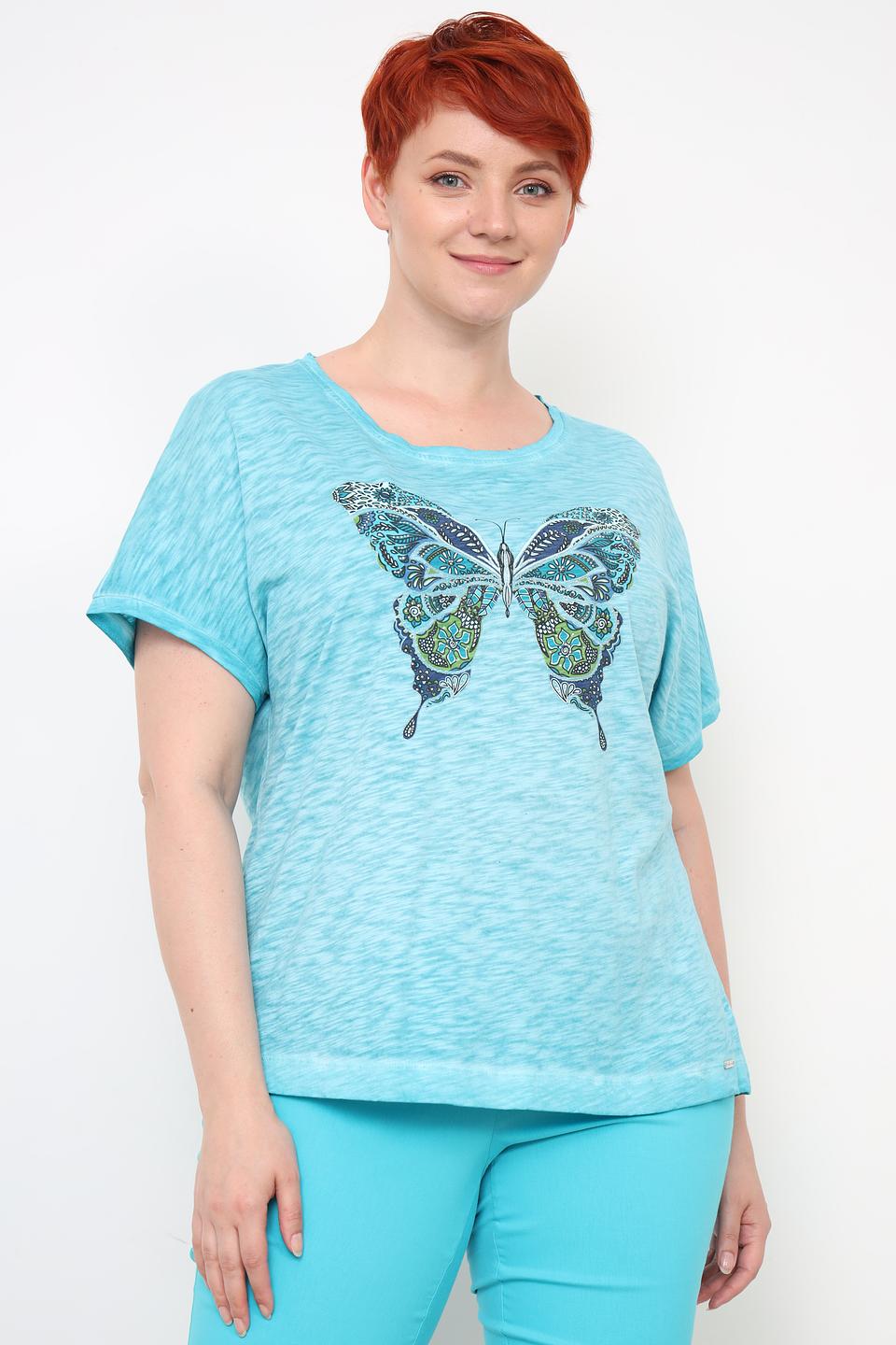 Футболка Via Appia с бабочкой бирюзовая