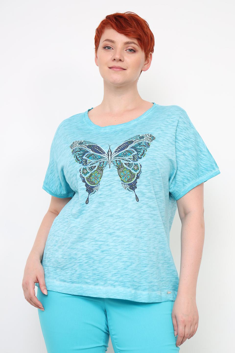 Футболка Via Appia с бабочкой бирюзовая