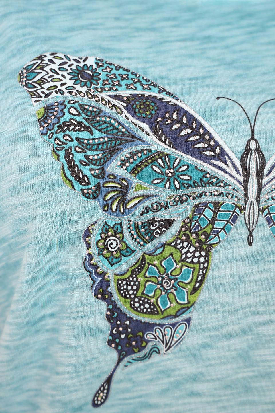 Футболка Via Appia с бабочкой бирюзовая