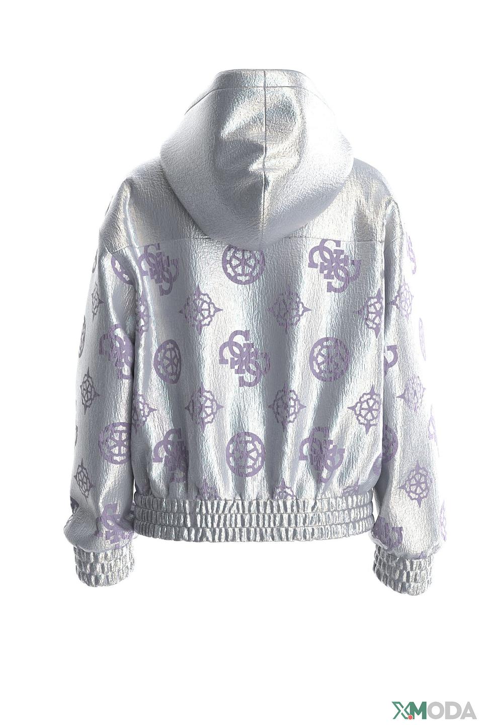 Куртка Guess дев. с логотипом серебристая