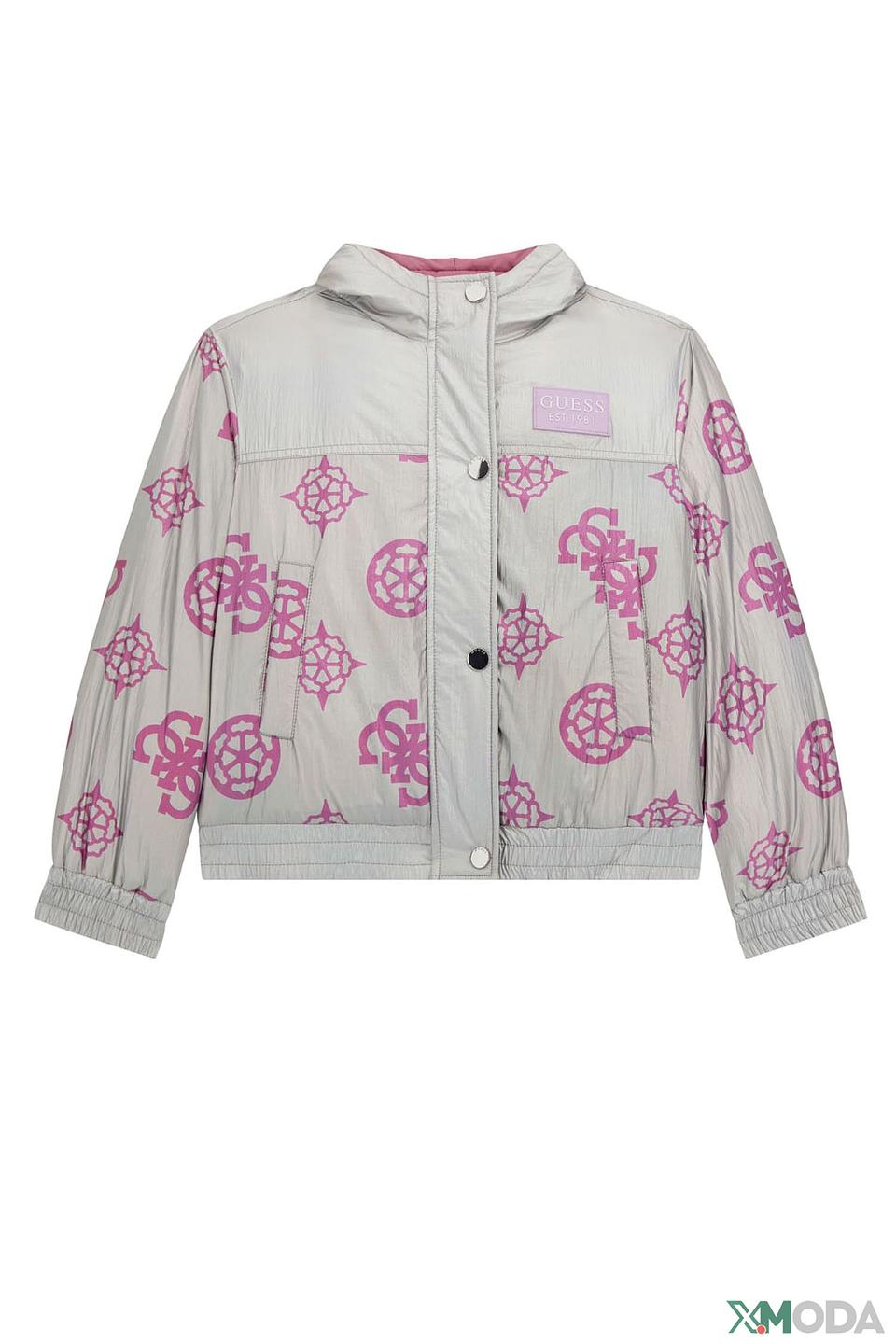 Куртка Guess дев. с логотипом серебристая