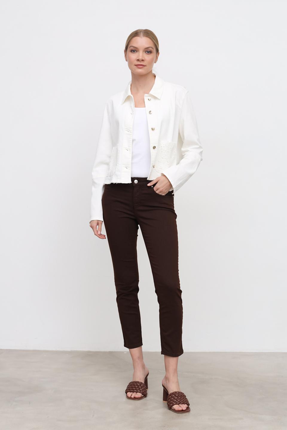 Джинсы слим-фит Oui коричневые