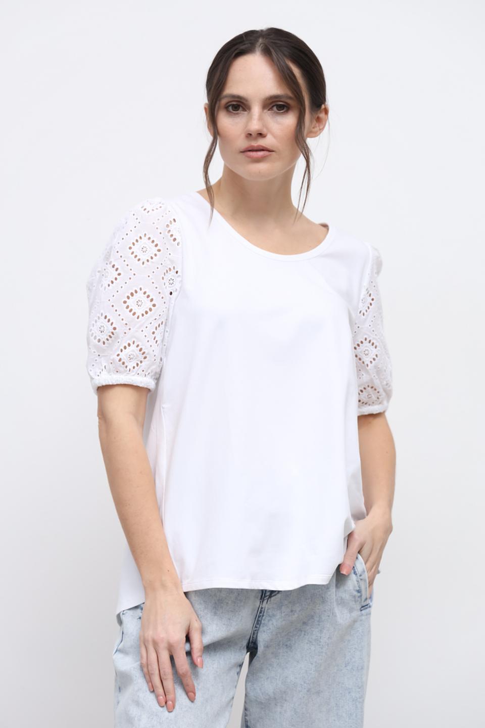 Футболка Oui с кружевными рукавами