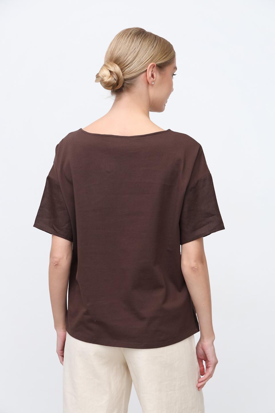 Блуза Oui из льна коричневая