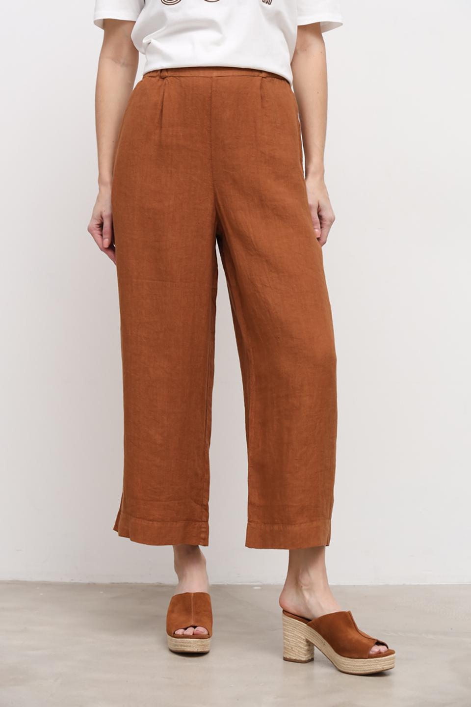 Брюки Oui льняные терракотовые