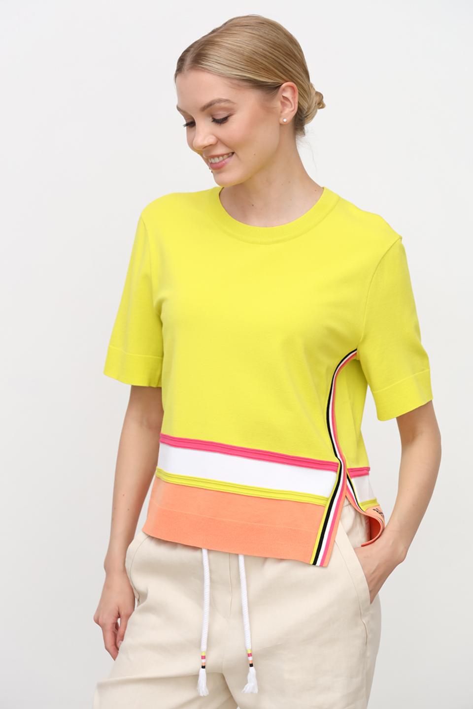 Пуловер Marc Cain лайм с полосками